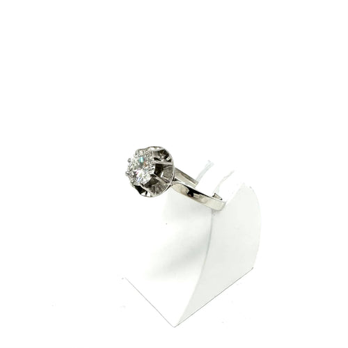 Bague 52 Bague solitaire en or blanc 750 et platine avec diamant 1,19 ct 58 Facettes Z15B51466