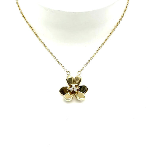 Collier Collier trèfle en or jaune et diamants 58 Facettes Z15B51648