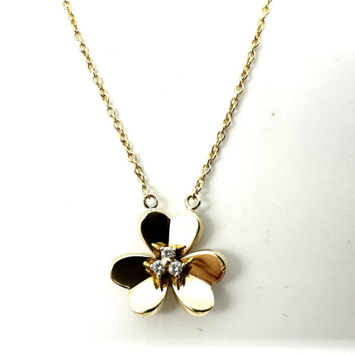 Collier Collier trèfle en or jaune et diamants 58 Facettes Z15B51648