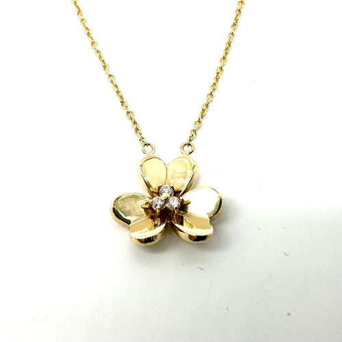Collier Collier trèfle en or jaune et diamants 58 Facettes Z15B51648