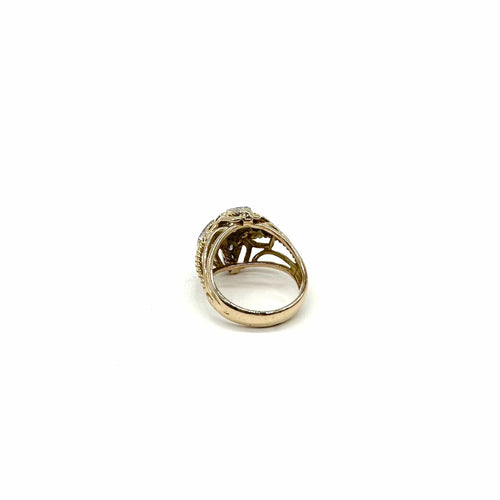 Bague 58 Bague dôme en or jaune 750 et platine, diamants 58 Facettes Z15B51716