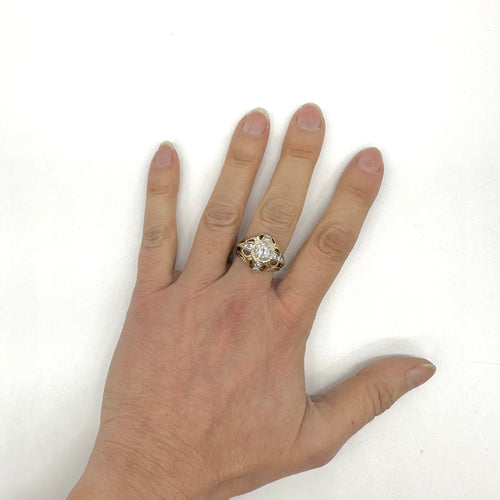 Bague 58 Bague dôme en or jaune 750 et platine, diamants 58 Facettes Z15B51716