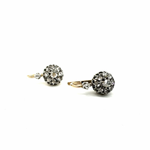 Boucles d'oreilles Boucles d’oreilles dormeuses en platine et or jaune 750, diamants 58 Facettes Z15B51724