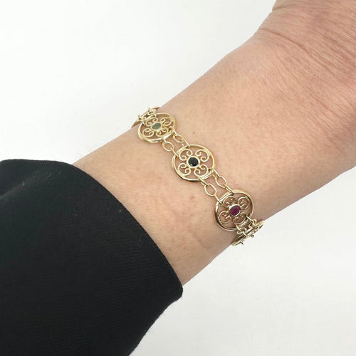 Bracelet Bracelet en or jaune 750 millièmes avec saphirs, rubis et émeraudes 58 Facettes Z15B51728