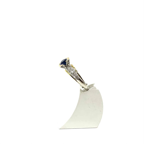 Bague 56 Bague en or bicolore 750 avec saphir ovale et diamants 58 Facettes Z15B51763