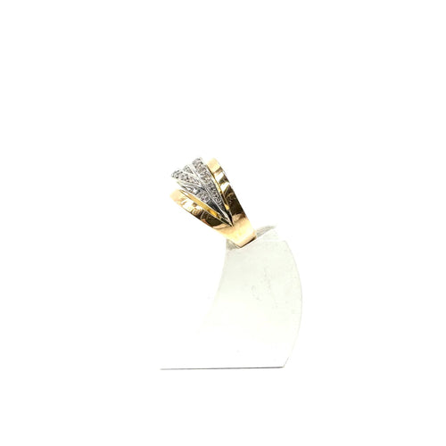 Bague 56 Bague volume bicolore en or jaune et blanc 18K et diamants 58 Facettes Z15B51776