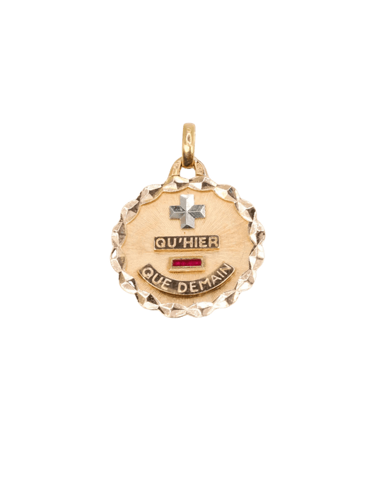 Pendentif AUGIS - Médaille amour ronde or jaune rubis 58 Facettes J496