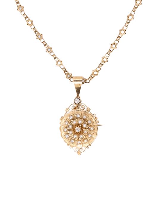 Collier GEORGES BRUNET - Collier Napoléon III or jaune diamants perles fines 58 Facettes 768