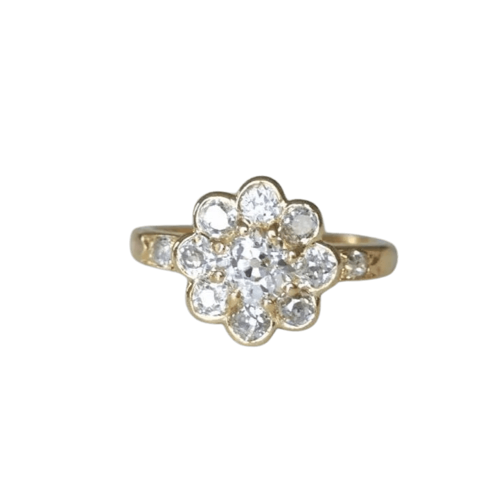 Bague 53 Bague Marguerite diamants 1.80 Cts or jaune 58 Facettes