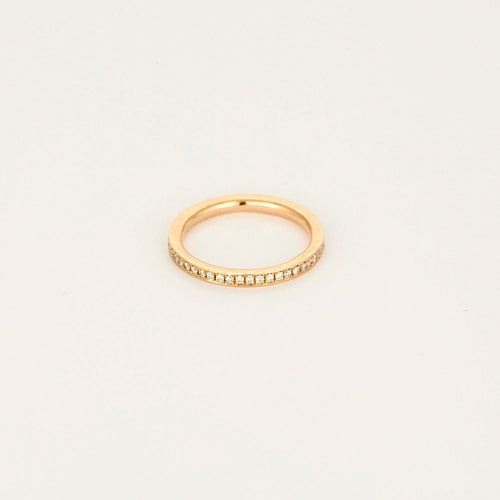 Bague 49 Alliance en or rose et diamants 58 Facettes DV19586-3-49-2