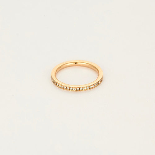 Bague 49 Alliance en or rose et diamants 58 Facettes DV19586-3-49-2