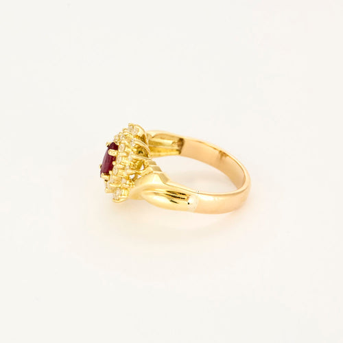 Bague 55 Bague en or jaune , rubis et diamants 58 Facettes DV12671-2