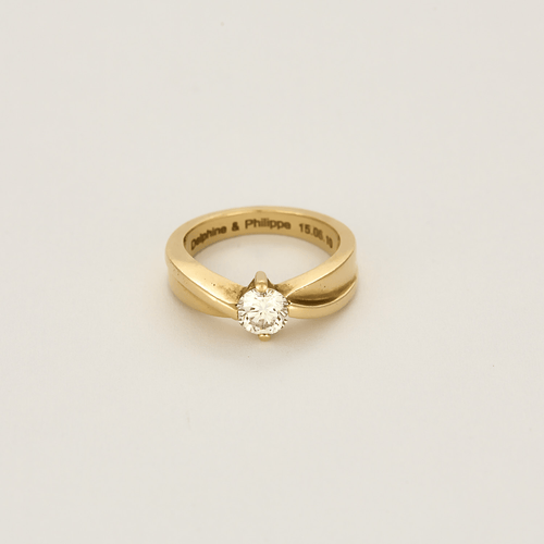 Bague 50 Bague Solitaire en or jaune et diamants 58 Facettes DV19968-1-50-2