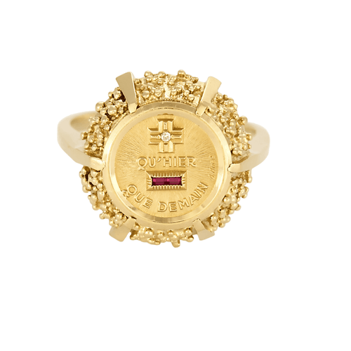 Bague 56 Augis - Bague sentimentale en or jaune 58 Facettes DV11852-3-56-3