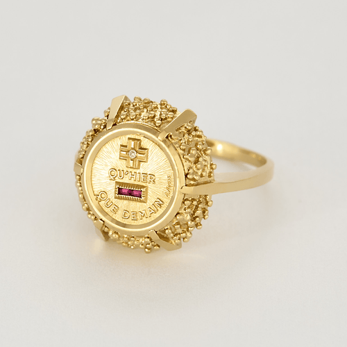 Bague 56 Augis - Bague sentimentale en or jaune 58 Facettes DV11852-3-56-3