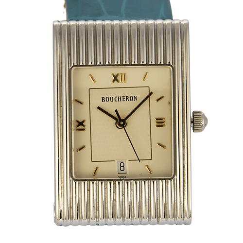 Montre BOUCHERON - Reflet - Montre en acier à boitier rectangulaire à mouvement quartz 58 Facettes DV18772-1