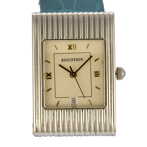 Montre BOUCHERON - Reflet - Montre en acier à boitier rectangulaire à mouvement quartz 58 Facettes DV18772-1