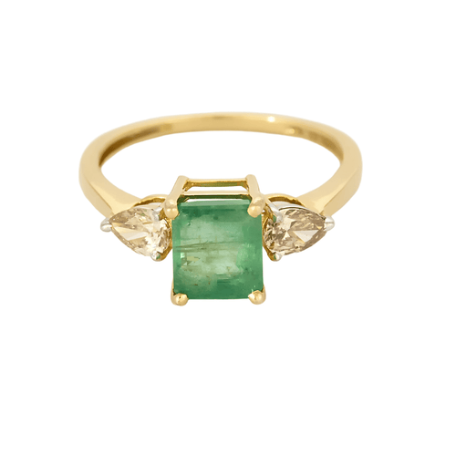 Bague 53 Bague en or jaune émeraude et diamants 58 Facettes DV15052-11