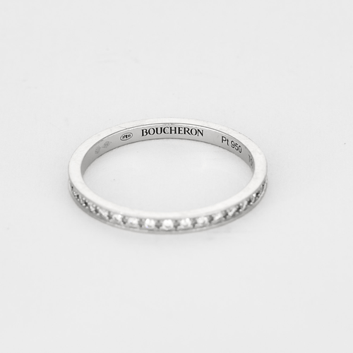 Bague 55 BOUCHERON - QUATRE FOLLIES - Alliance américaine en platine et diamants 58 Facettes DV14745-1-DV0882-1