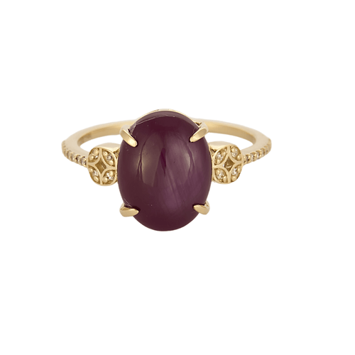 Bague 55 Bague en or 14K et rubis cabochon 58 Facettes DV20258-1-DV0882-1
