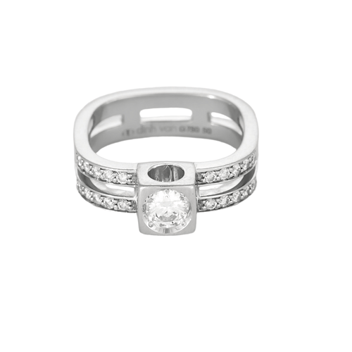 Bague 50 DINH Van - Bague le cube en or gris et diamants. Grand Modèle 58 Facettes DV20347-1-50-2