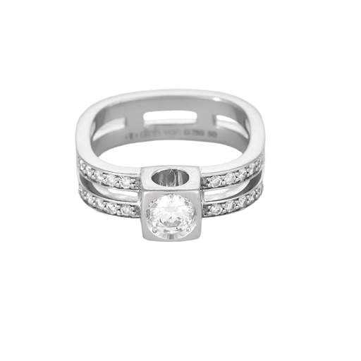 Bague 50 DINH Van - Bague le cube en or gris et diamants. Grand Modèle 58 Facettes DV20347-1-50-2
