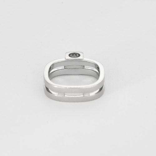 Bague 50 DINH Van - Bague le cube en or gris et diamants. Grand Modèle 58 Facettes DV20347-1-50-2