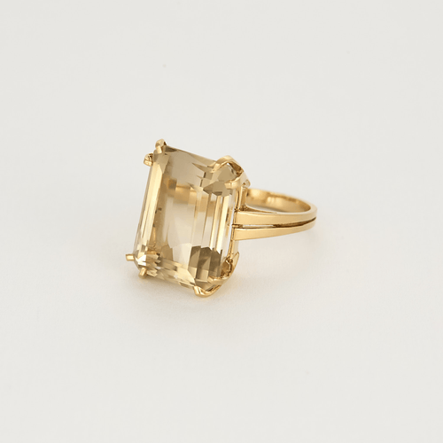 Bague 53 Bague cocktail en or jaune et citrine 58 Facettes DV4486-21-53-02