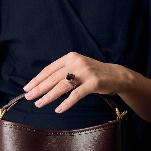 Bague 53 Mauboussin - Bague "fou de toi" or rose; quartz fumé et diamants 58 Facettes DV20968-1-53-2