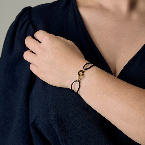 Bracelet DINH VAN Menottes R10 - Bracelet sur cordon et menottes en or jaune 58 Facettes DV20584-3