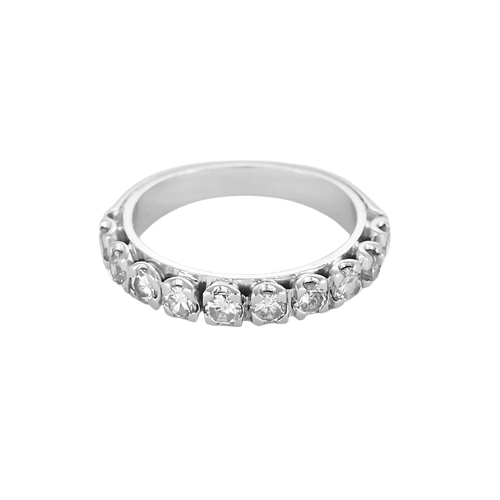 Bague 52 Demie Alliance en or gris et diamants 58 Facettes DV20989-1