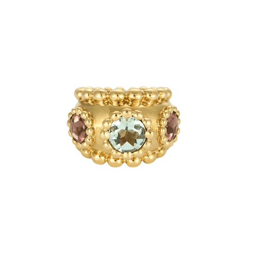 Bague 50 CHANEL  - Baroque - Bague en or jaune tourmaline rose et aigue - marine 58 Facettes DV6154-11