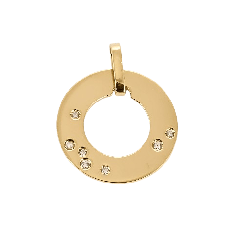 Pendentif DINH VAN - Cible - Pendentif en or jaune et diamants 58 Facettes DV13620-2