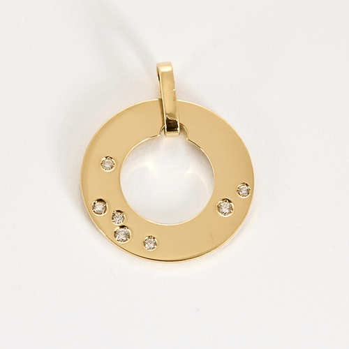 Pendentif DINH VAN - Cible - Pendentif en or jaune et diamants 58 Facettes DV13620-2