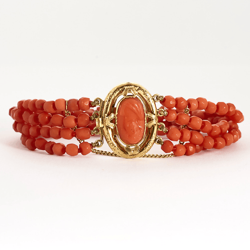 Bracelet Bracelet de corail rouge et or jaune 58 Facettes DDV20710-1