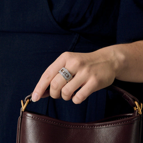Bague 54 Messika - Move noa- Grand Modèle - Bague en or gris et diamants 58 Facettes DV20019-1