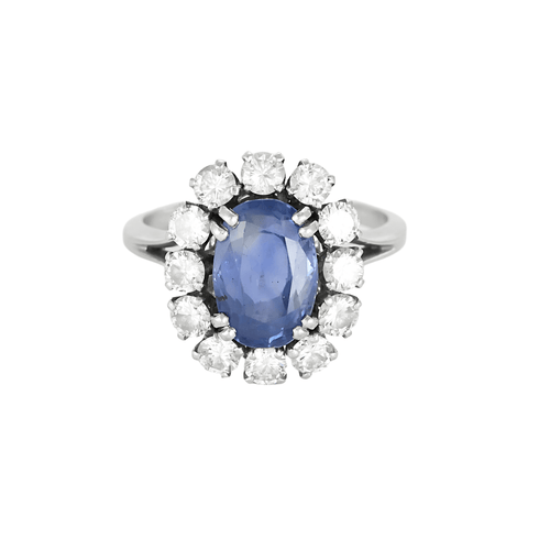 Bague 55 Bague marguerite en or gris saphir et diamants 58 Facettes DV21287-1-DV0882-1
