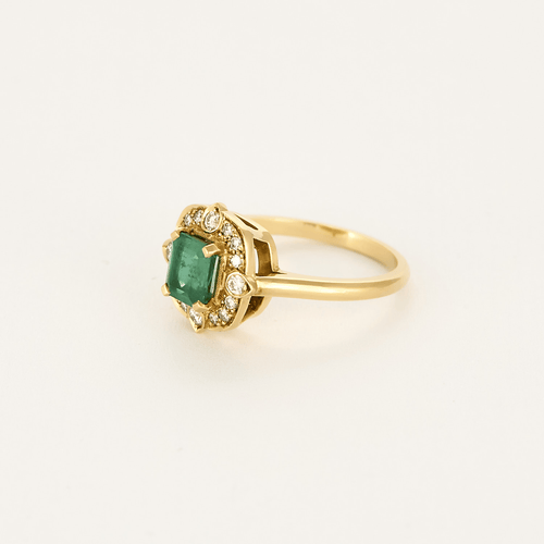 Bague 53 Bague en or jaune émeraude et diamants 58 Facettes DV20524-1