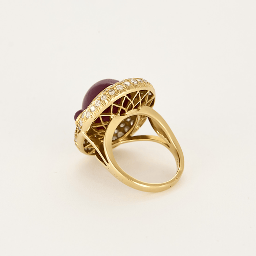 Bague 51.5 Bague en or jaune, rubis traité et diamants 58 Facettes DV20963-1