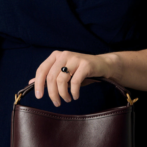 Bague 49 Pomellato Capri  - Bague en or rose, céramique noire et saphirs 58 Facettes DV3273-4