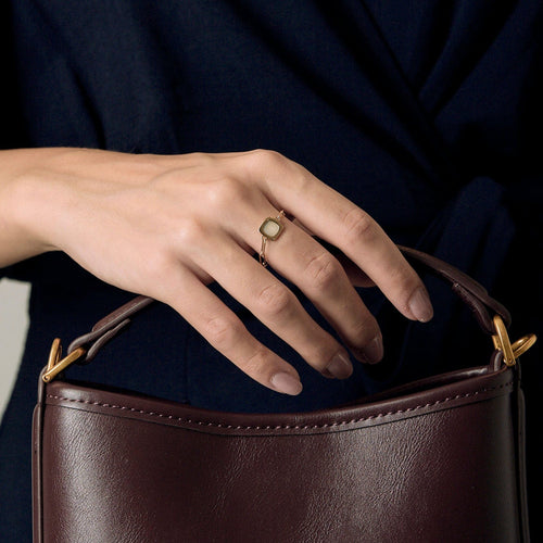 57 DINH VAN - Impression - Bague souple en or jaune et nacre blanche 58 Facettes DDV21154-2-57-3