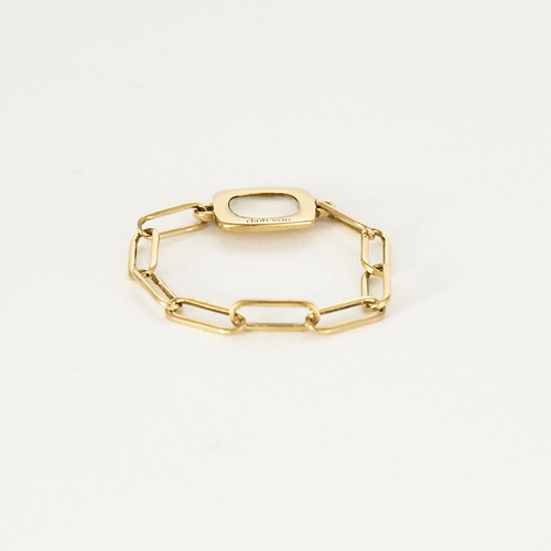 57 DINH VAN - Impression - Bague souple en or jaune et nacre blanche 58 Facettes DDV21154-2-57-3