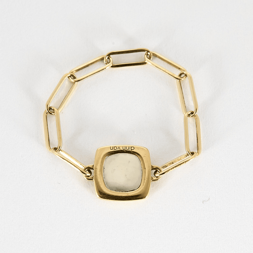 57 DINH VAN - Impression - Bague souple en or jaune et nacre blanche 58 Facettes DDV21154-2-57-3