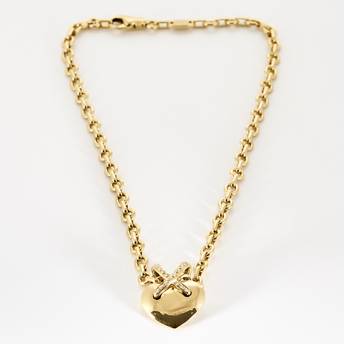 Collier CHAUMET - Lien - Collier et pendentif Coeur en or jaune et diamants 58 Facettes DV21289-1