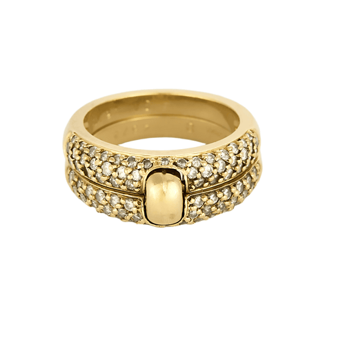 Bague 53 A. ROUVRE - Bague double anneaux en or jaune et diamants 58 Facettes DV21812-2-53-2