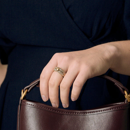 Bague 53 A. ROUVRE - Bague double anneaux en or jaune et diamants 58 Facettes DV21812-2-53-2