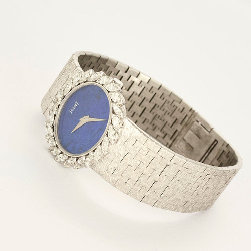 Montre PIAGET - Montre en or blanc, diamants et lapis lazuli à boitier ovale à mouvement mécanique à remontage manuel 58 Facettes DV19769-5