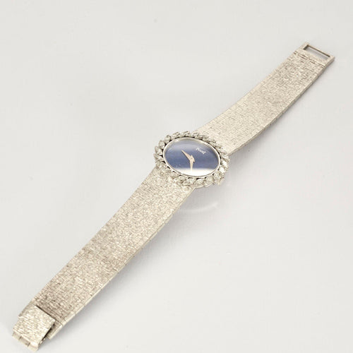 Montre PIAGET - Montre en or blanc, diamants et lapis lazuli à boitier ovale à mouvement mécanique à remontage manuel 58 Facettes DV19769-5