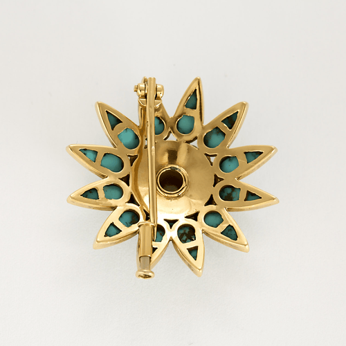 Broche Broche "Etoile" en or jaune, diamants, saphirs et turquoises 58 Facettes DV19007-1