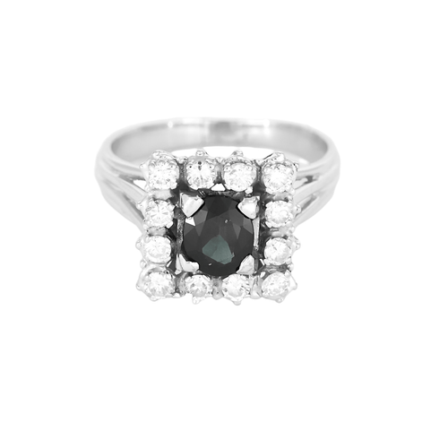 Bague 56 Bague en or gris, saphir et diamants 58 Facettes DDV21771-1